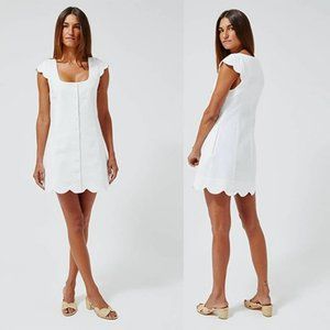 Lisa Marie Fernandez Scallop Cap Sleeveless Mini Dress Women's White Size: M NWT